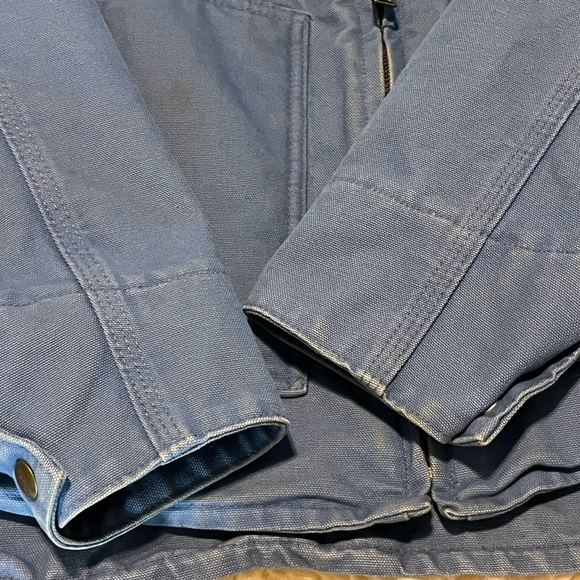 *Rare Carhartt Light Blue Sandstone Canvas Sherpa Coat - Picture 8 of 10